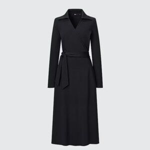 NWT Uniqlo Wrap Long-Sleeve Dress L